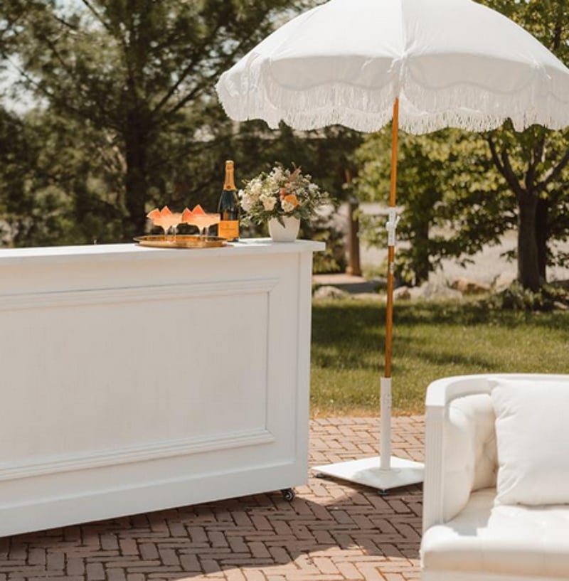 Soft White Fringe Market Umbrella