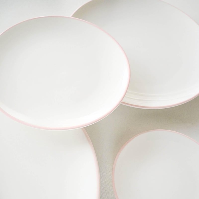 Pink Rim Porcelain 8" Side Plate