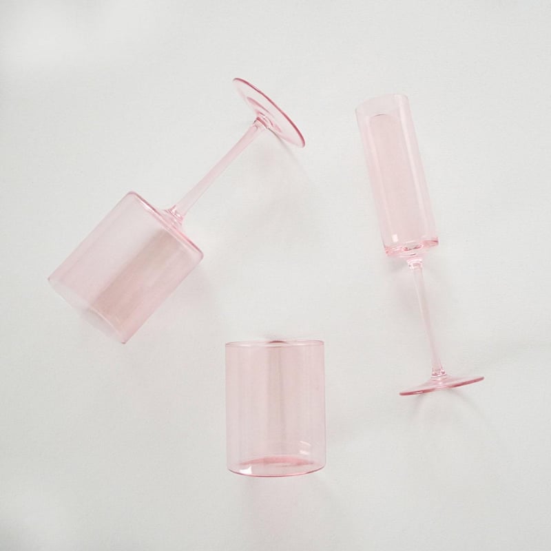 Modern Wine Glass - Pink