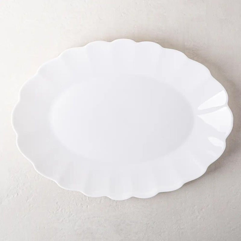 White Glass Petal Serving Platter