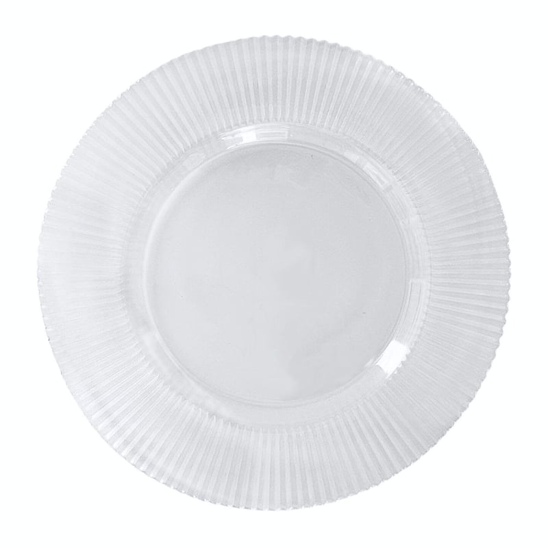 Clear Ribbed Edge 13" Glass Charger Plate