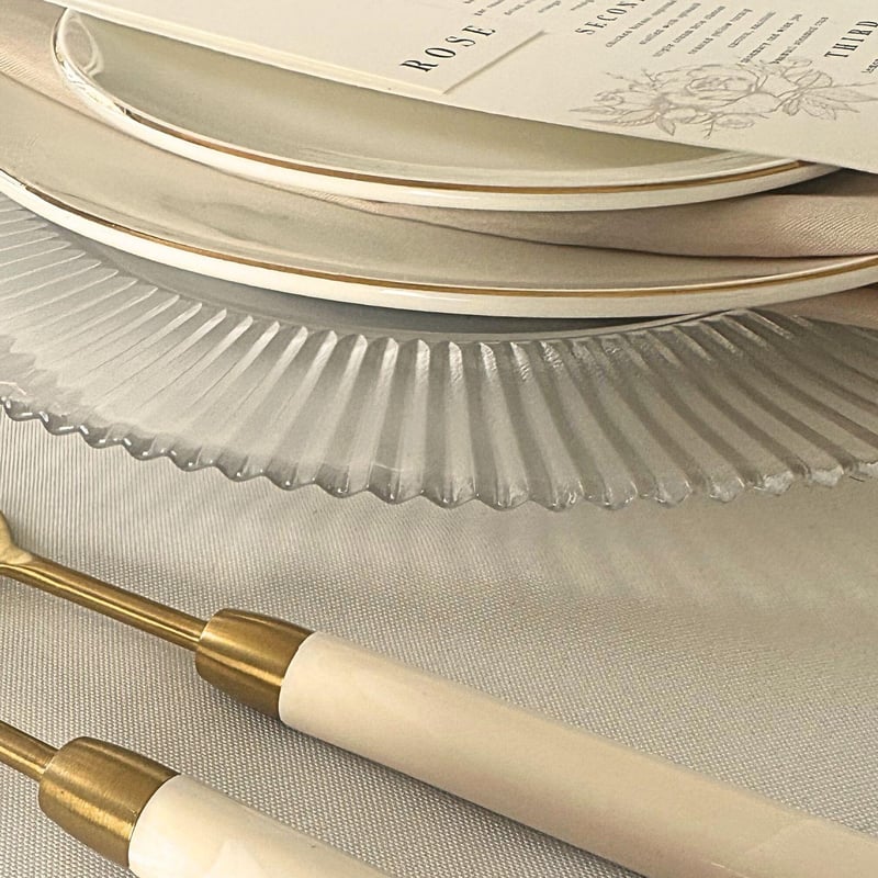 Clear Ribbed Edge 13" Glass Charger Plate