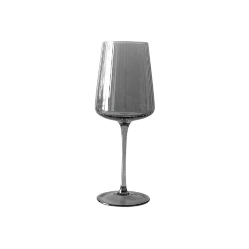15oz Ribbed Wine Glass - Smoke