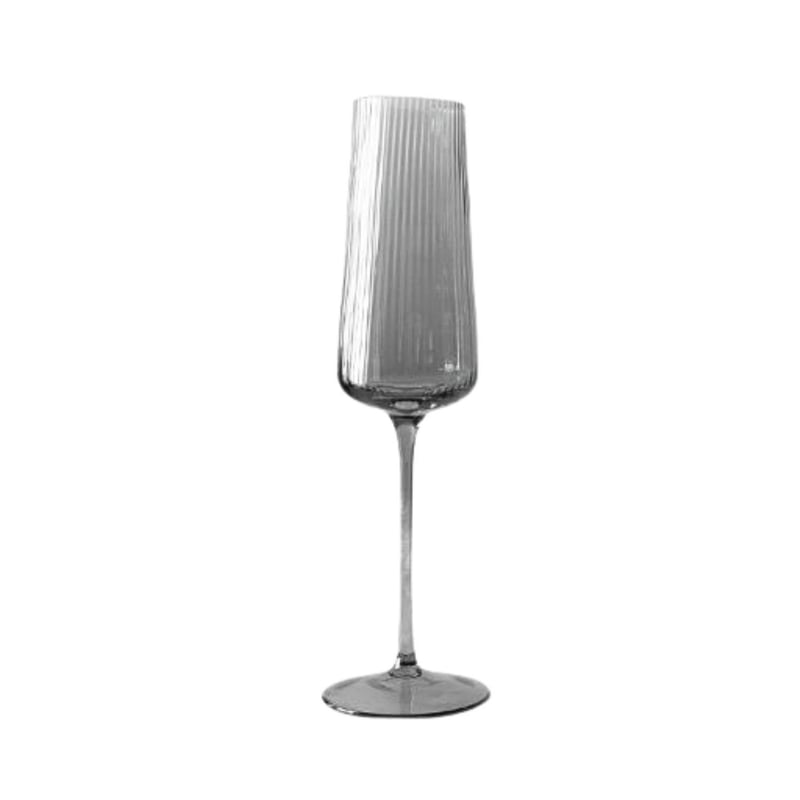 9oz Ribbed Champagne Flute - Smoke