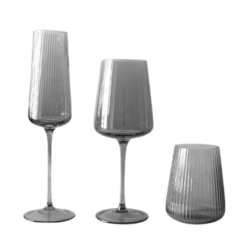 Ribbed Wine Glassware Set - Smoke