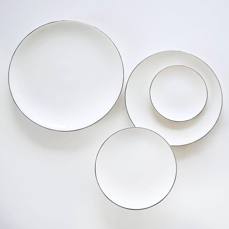 Silver Rim Porcelain 12" Charger Plate