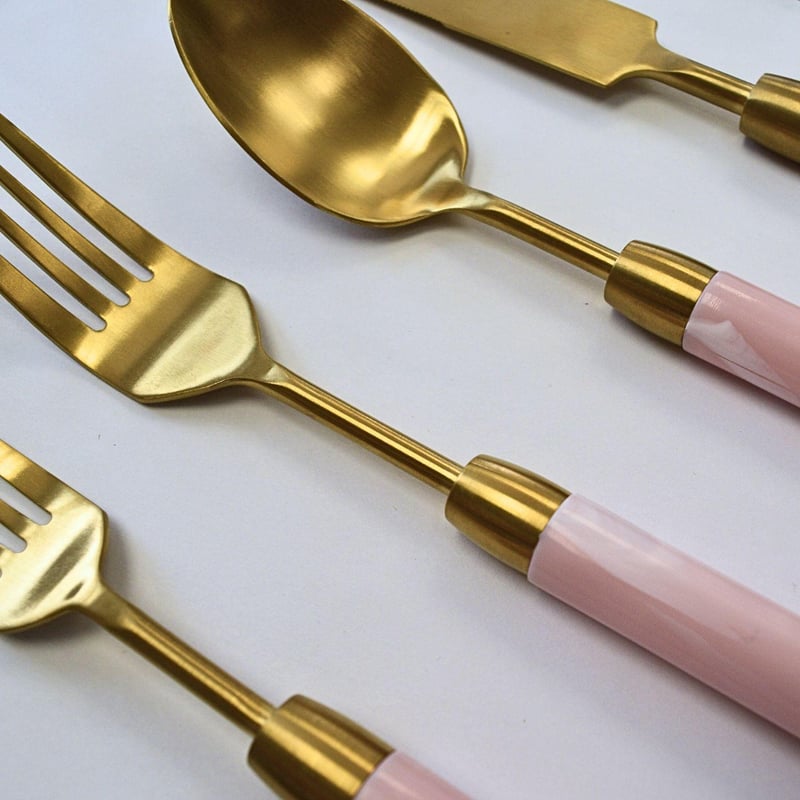 Melbourne Brushed Gold Bubblegum Handle Dessert Spoon