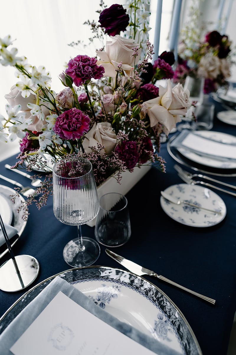 Navy Poly Linen Collection