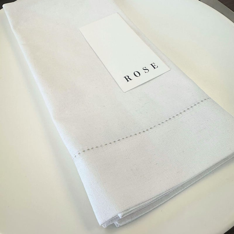 Linen Hemstitch Napkin - Soft White