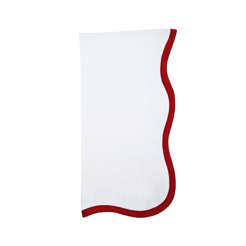 Linen Scalloped Napkin - Red 