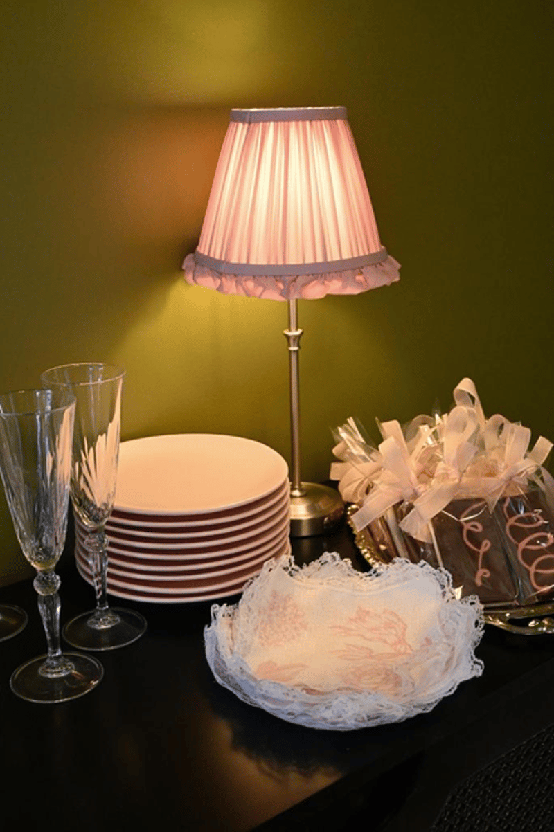 16" LED Nickel Lamp - Pink Ruffle