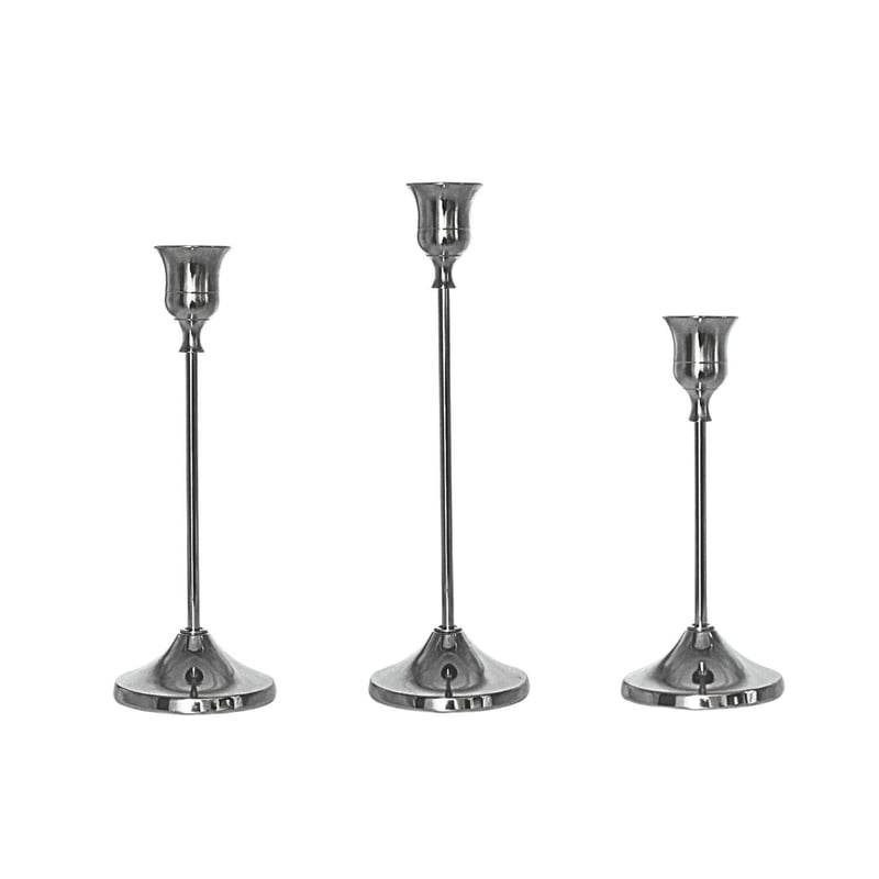 Silver Vintage Taper Candle Holder - 8.75"