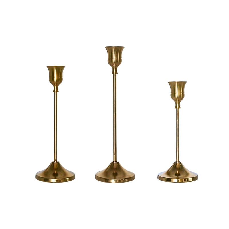 Gold Vintage Taper Candle Holder - 8.75"