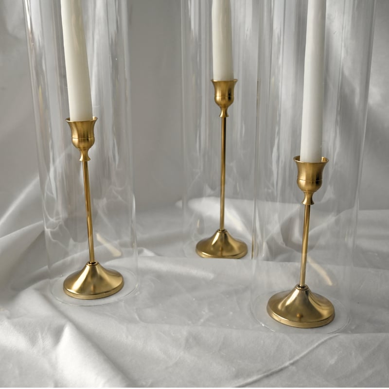 Gold Vintage Taper Candle Holder Set