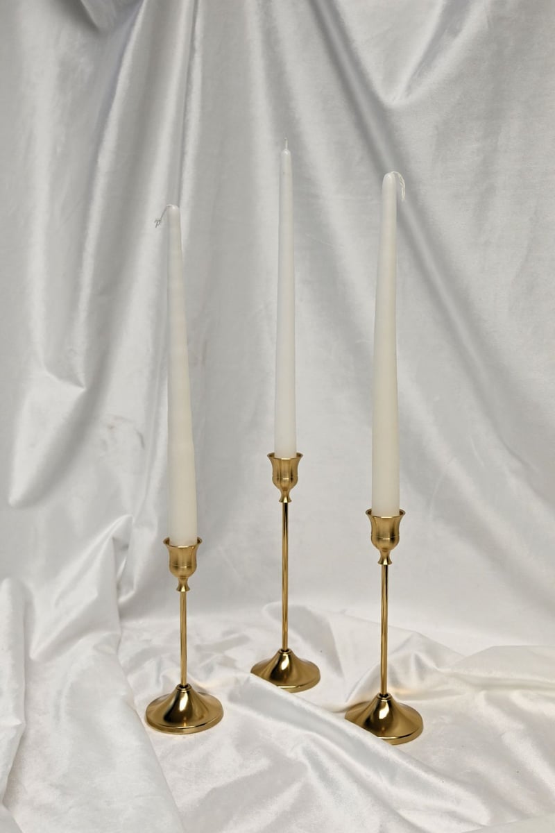 Gold Vintage Taper Candle Holder Set