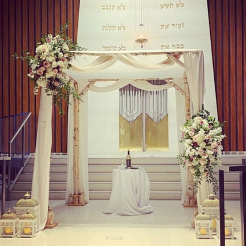 Heavy Birch Chuppah with Canopy, Draping and Setup