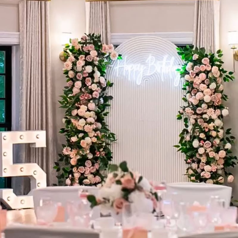 Blush Pink Deconstructed 6.5ft Silk Floral Arch