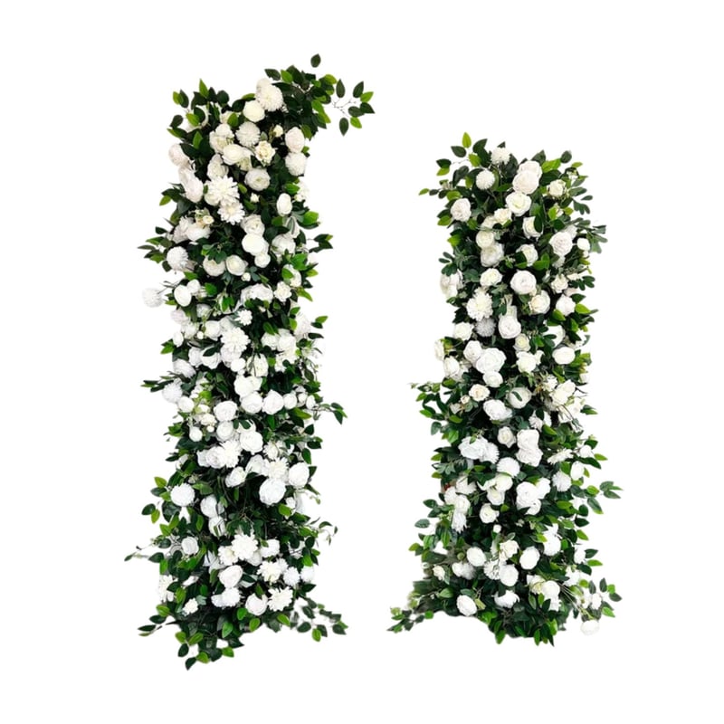 White & Greenery Deconstructed 6.5ft Silk Floral Arch