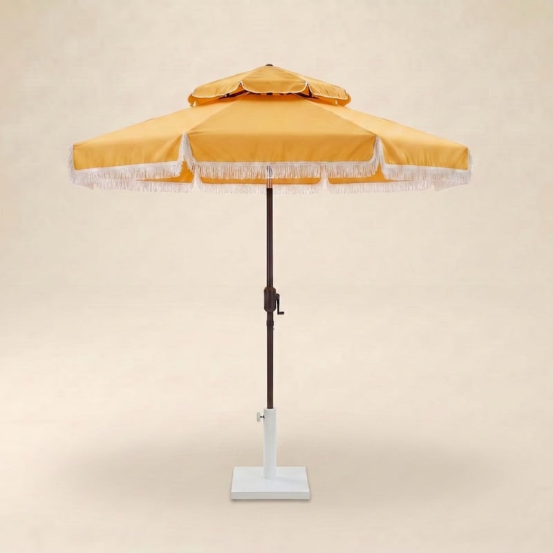 Sunset Yellow Fringe Market Umbrella