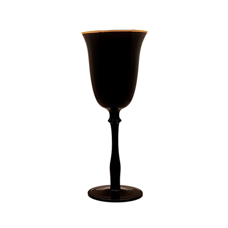 Black & Gold Rim Tall Wine Glass