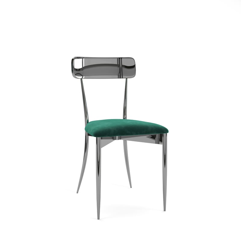 Hayworth Chair – Silver with Emerald and Silver Back