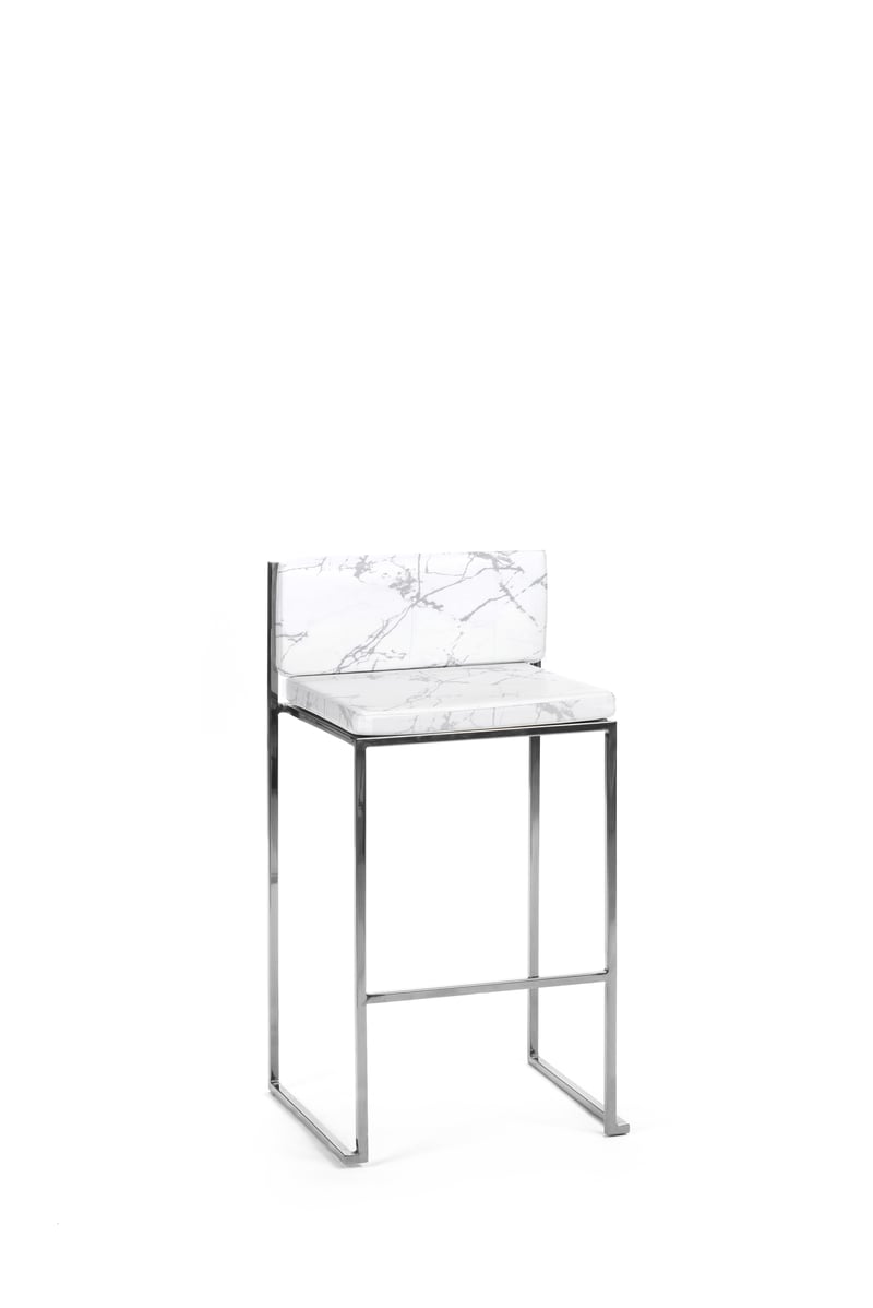 Paramount Stool Silver with Carrera Marble