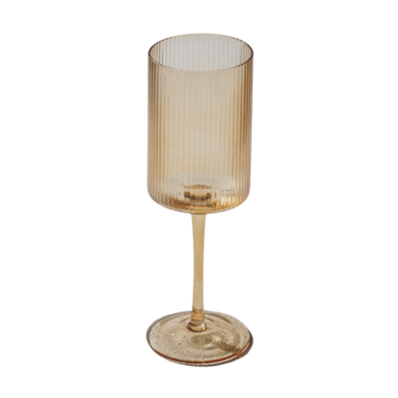 Malibu Ribbed Amber Wine Glass