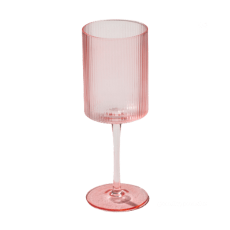 Malibu Ribbed Pink Wine Glass