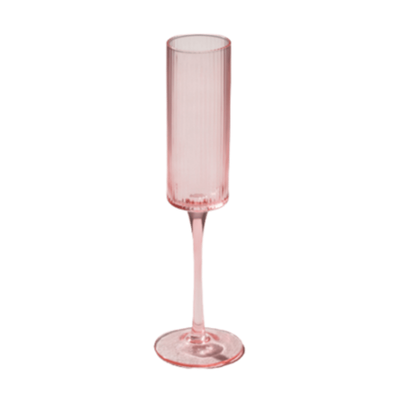 Malibu Ribbed Pink Champagne Glass