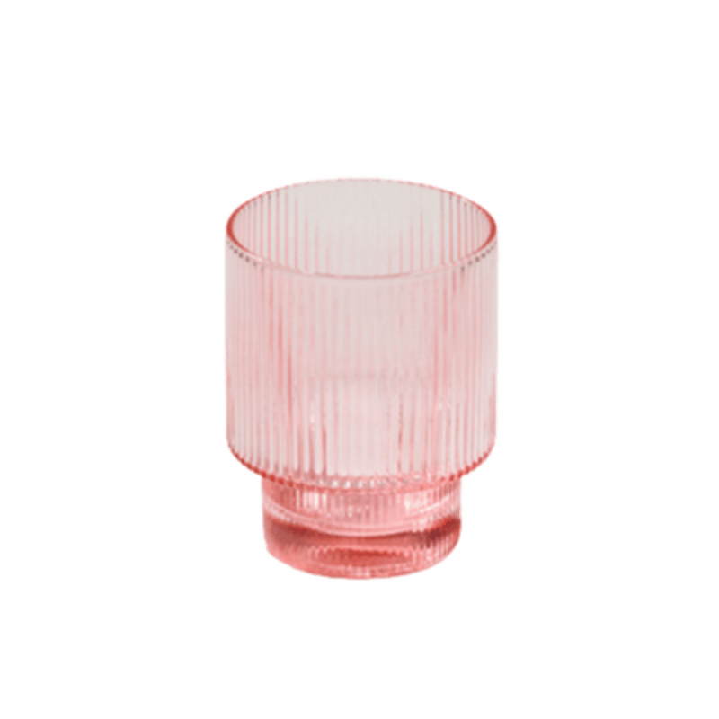 Malibu Ribbed Pink Rocks Glass