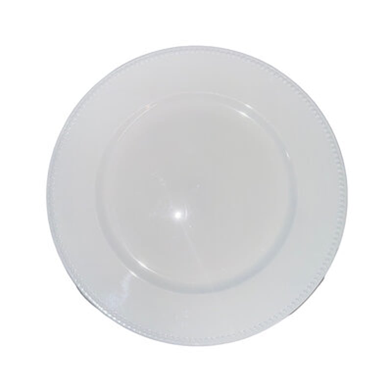 White Beaded Acrylic Charger Plate