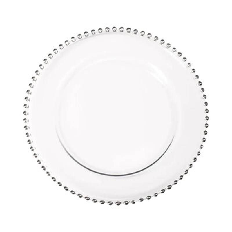 Silver Beaded Acrylic Charger Plate