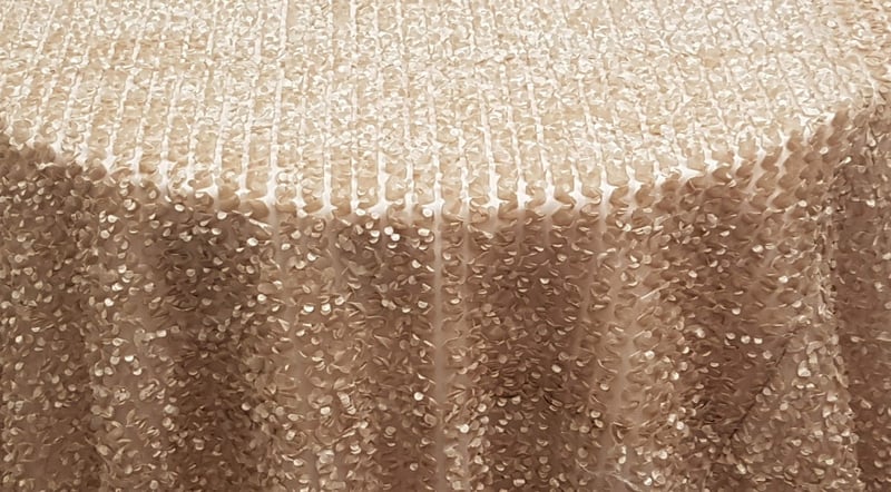 Champagne Mini Petals on Mesh - 90" x 156"