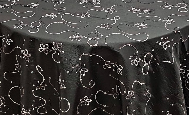 Flowers & Swirls in Black - 120"