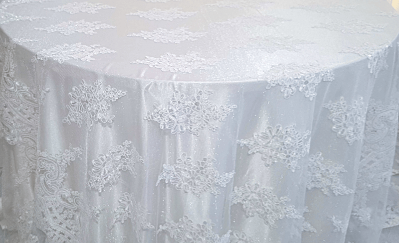 White Venetian Lace - 132"