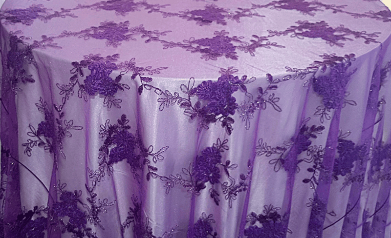Purple Ribbon Mesh Lace - 132"