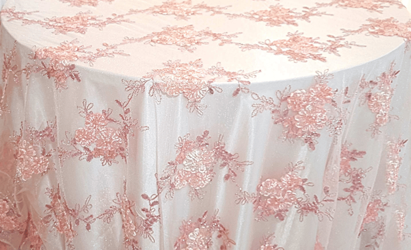 Coral Ribbon Mesh Lace - 100" x 160"