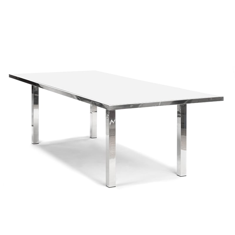 Prescott Dinner Table - Silver & White
