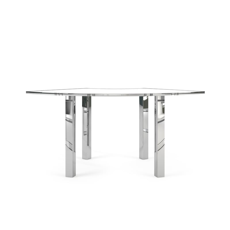 Metropolitan Curve Communal Table Silver w/White