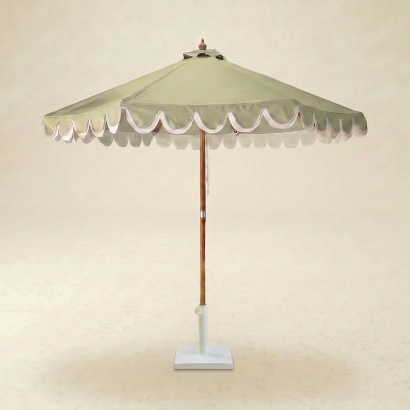Sage Scalloped Market Umbrella