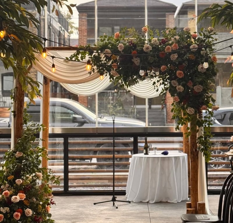Maple Chuppah with Canopy, Draping and Setup