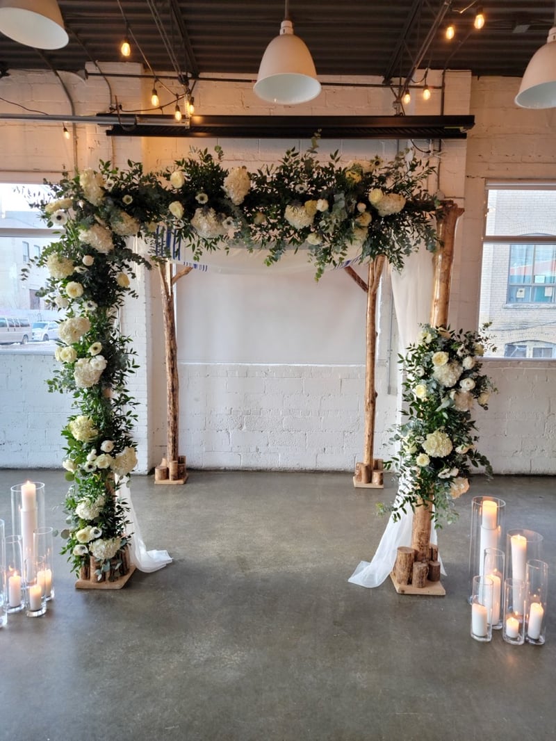 Maple Chuppah with Canopy, Draping and Setup