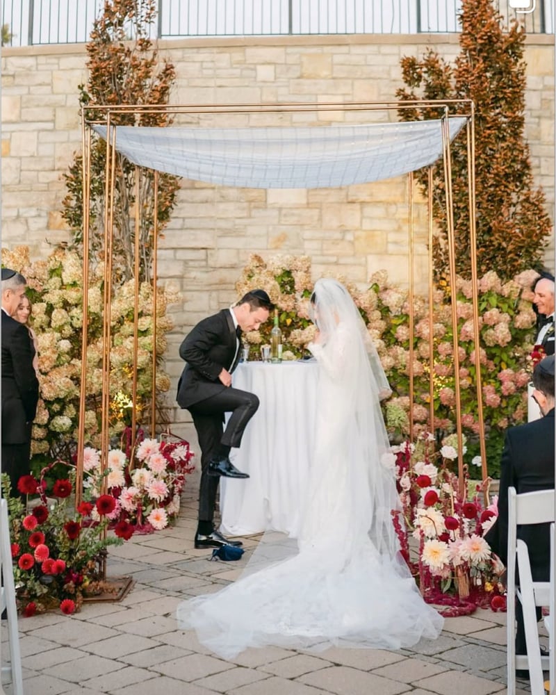 Copper Chuppah with Canopy, Draping and Setup (Copper Feet)