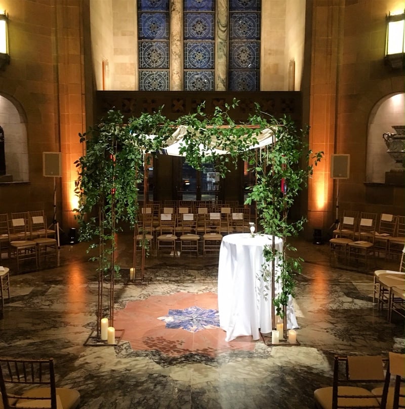 Copper Chuppah with Canopy, Draping and Setup (Copper Feet)
