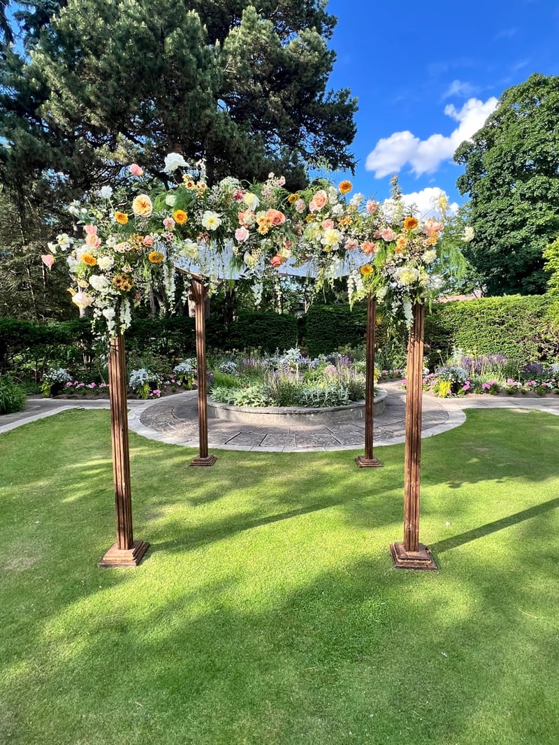 Rustic Cedar Chuppah with Canopy, Draping and Setup