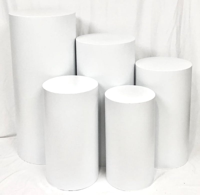 White Round Metal Plinth - 30" x 14"