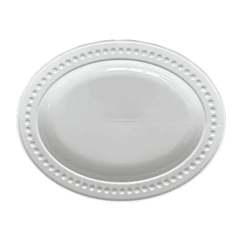 Flat Beaded Platter - 14.5"x11"