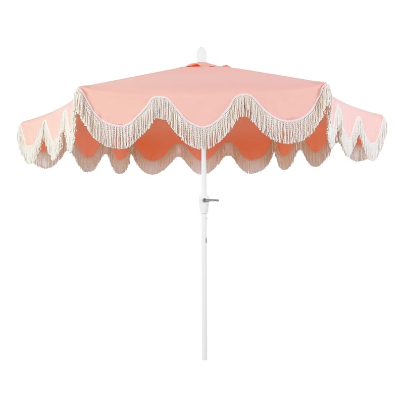 Coral Fringe Umbrella