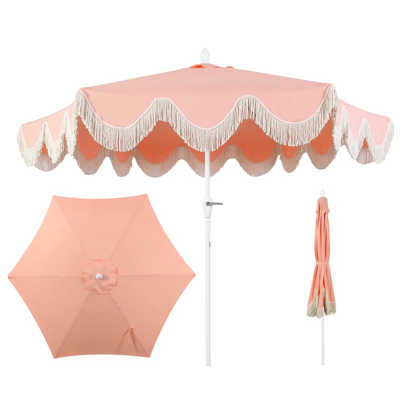 Coral Fringe Umbrella