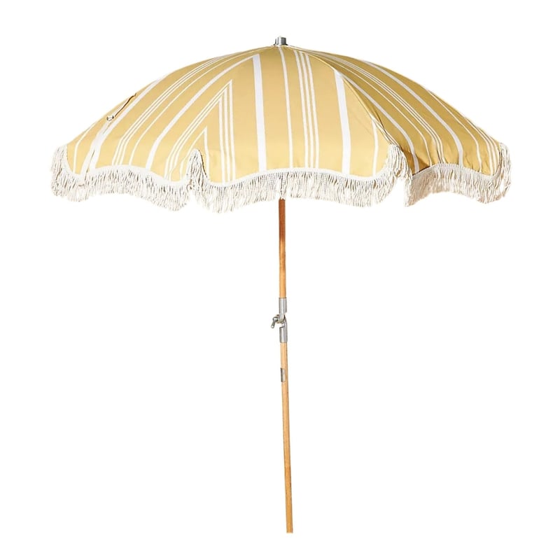 Yellow Stripe Fringe Umbrella